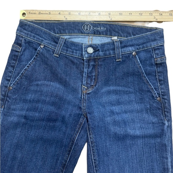 Bebe Vintage Denim Bermuda Shorts Size 26 Decorative Buttons Sailor Pant Y2K - Picture 7 of 12